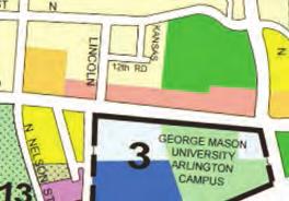 For the area fronting Fairfax Drive and Kirkwood Road, the designation was amended to Public to reflect the establishment of the George Mason University