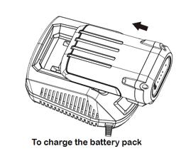OPERATION Charging the battery pack As shown in Fig.15 Fig. 15 NOTE: Remove the battery pack from the charger after it has been fully charged.