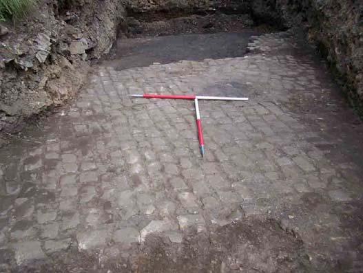 Cobblestone road surface (1m scale) Plate 4 - Trench 2: Boundary wall