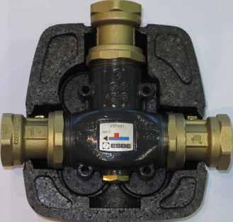 ESBE VTC is a way control valve with external thread connections.. ESBE VTC is a way control valve with stop valves and internal thread connections, a pump connection, thermometers and insulation.