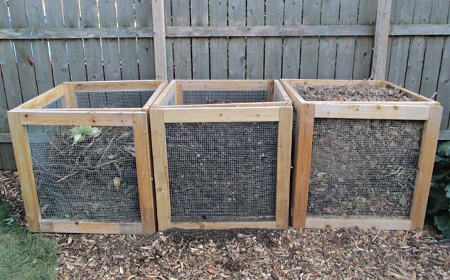 Bins are 3 x 3 x 3, made of cedar and wire mesh and cost $45.