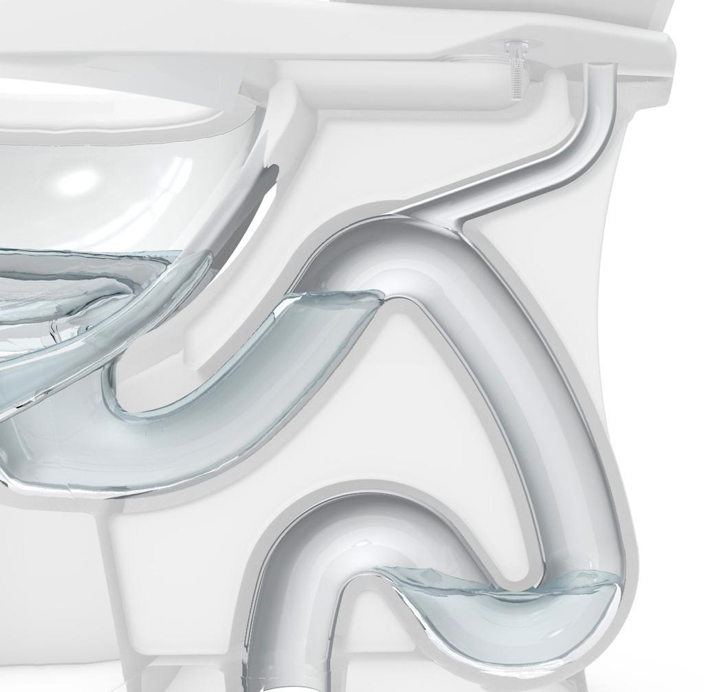 INSIDE THE BOWL SIPHON JET: The siphon jet hole is smaller than a typical toilet and is located in an area where it can quickly force water from the bowl into the trapway.