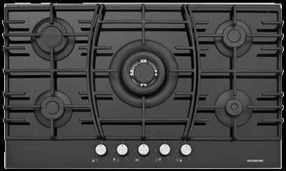 BUILT-IN HOB CS5224 Glass Built-in Hob Black Glass built-in hob 5 gas burners (1 WOK burner) Cast iron pan supports and burner caps Underknob auto-ignition