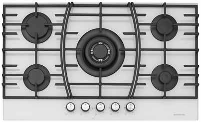 CS5218 Glass Built-in Hob Black Glass built-in hob Cast Iron pan supports Underknob auto-ignition Front control 2 x Semi-rapid burner: