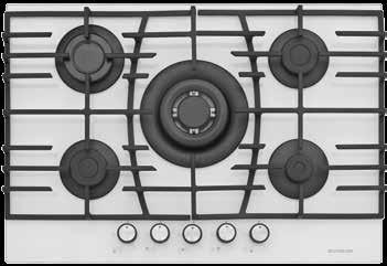 BUILT-IN HOB CS5223W Glass Built-in Hob White Glass built-in hob Cast iron pan supports and burner caps Underknob auto-ignition Front