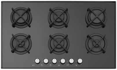BUILT-IN HOB CS5308 Glass Built-in Hob Black Glass built-in hob Cast iron pan supports and burner caps Underknob auto-ignition Stainless Steel panel