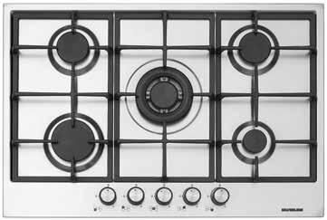 BUILT-IN STAINLESS STEEL HOB AS5274 Stainless Steel Built-in Hob Cast iron pan supports and burner caps Underknob auto-ignition Front