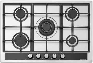 AS5280 Stainless Steel Built-in Hob Glass control panel Cast Iron pan supports Underknob auto-ignition Front control 1 x Rapid burner :