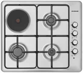 BUILT-IN STAINLESS STEEL HOB AS5051X03 Stainless Steel Built-in Hob Enamel pan supports and burner caps Underknob auto-ignition Side control