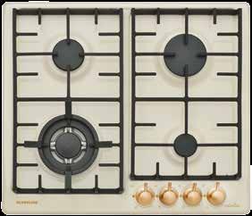 BUILT-IN STAINLESS STEEL HOB RS5322C01 Rustic Beige Enamelled Cast iron pan supports and burner caps Front control Auto-ignition integrated in the burner operated by each knob.