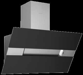 DECORATIVE HOOD 3283 Inox + Black Tempered Glass 60cm / 80 cm / 90 cm Push button Aluminium casette filters (dishwasher