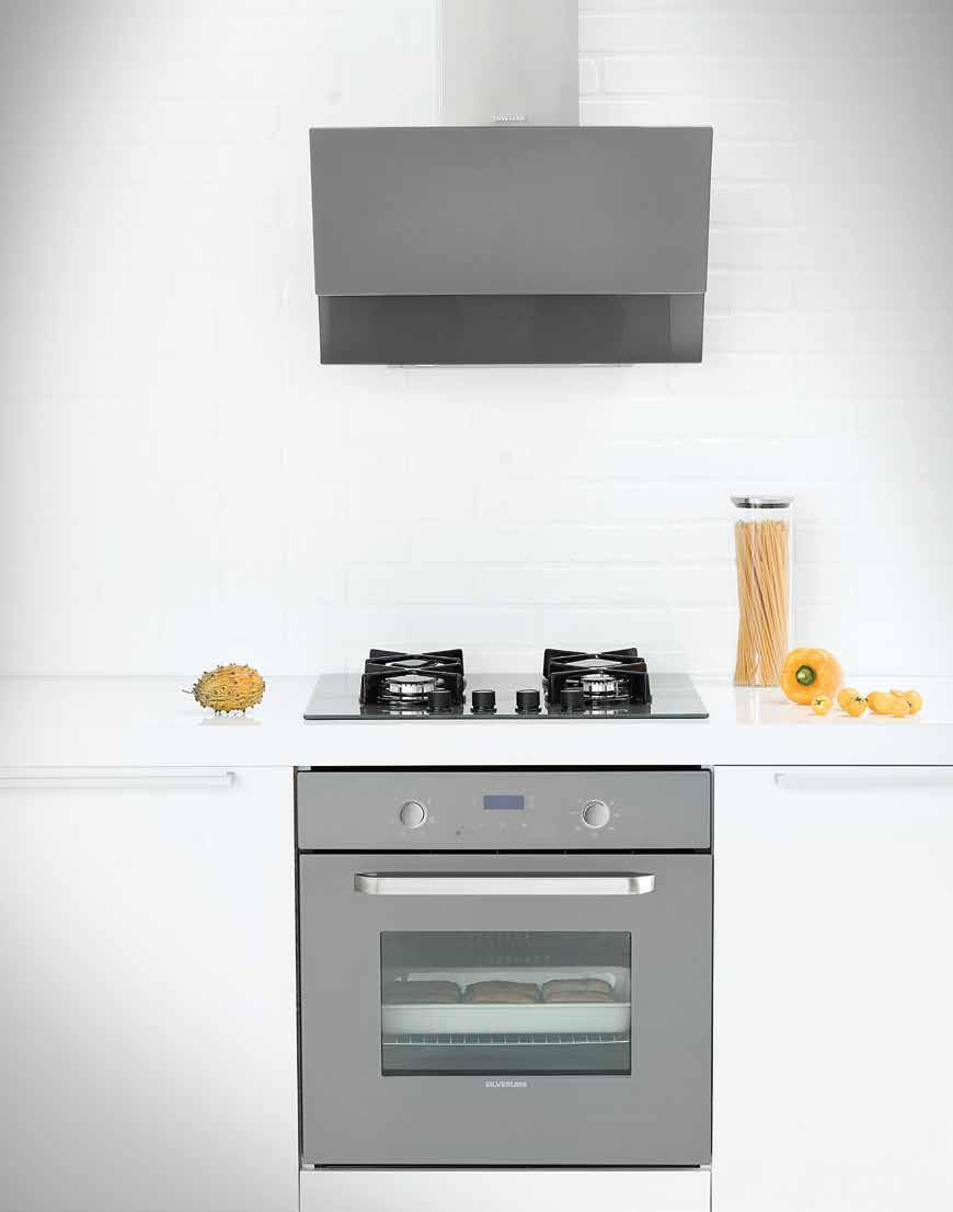 BO6181S02 Multifunction Digital Electric Oven 60 cm Front Control Panel: Full Grey Glass 2 Metallic push pull knobs Function, Temperature Digital display and programmer Digital timer Lateral side