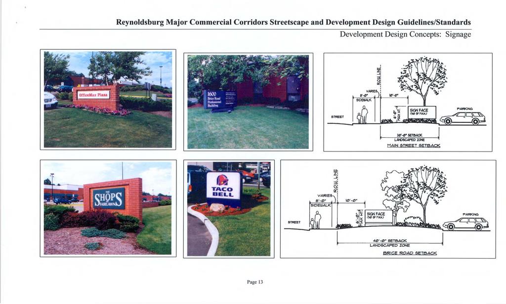 Reynoldsburg Major Commercial Corridors Streets cape and Development Design Guidelines/Standards Development Design Concepts: Signage I ~! -" =t: 0 ' ~,.
