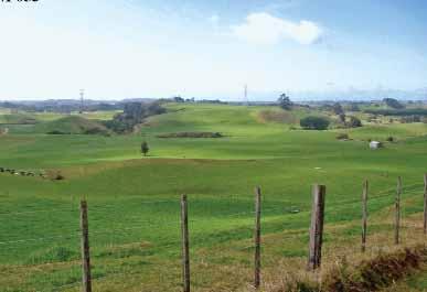 Undulating land provides the opportunity for development to be tucked into the landscape. There is rolling land around New Plymouth City and other small towns.