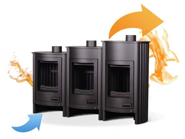 Fan effect heat within minutes The Masterflamme wood stove can be used for heating residential as well as recreational buildings.