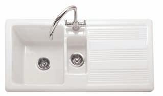Salisbury Inset with drainer 6761-00-01 W 920mm Colorado Inset with drainer CO150 W 1010mm Reversible 2 Semi-punched tap holes 60mm waste outlet Chrome waste and overflow kit