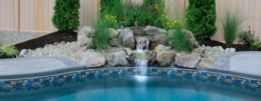 5 High x 14 Wide two-tiered split natural stone waterfall that splits and cascades into your