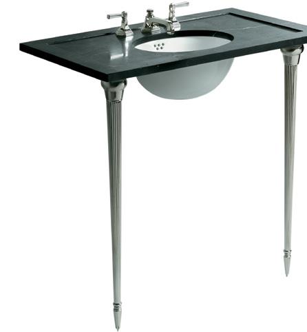 Consoles and Vanities Console Tables KALLISTA 18 Console Table Top (Shown in Nero Marquina Marble) P74000-00 Michael S Smith Undercounter Basin P72033-00 Console Table Legs (2 required) P74001-00