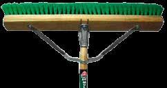 larger debris RPET bristles will not take a set Sturdy brace construction for rugged jobs Eco-friendly components, rubber wood block, bamboo handle and RPET fibers