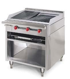 STEAKHOUSE INFRARED BROILER WITH GRIDDLE BROILER Features 5,000 BTU per burner strategically spaced for maximum griddle coverage and burner efficiency Extra wide grease trough High efficiency Inconel