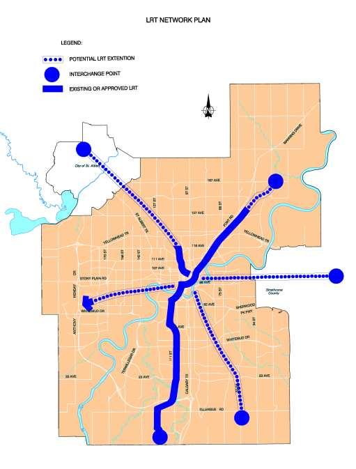 The City is developing an overall LRT network plan and recommending that future extensions of LRT be developed using a urban style approach to LRT.