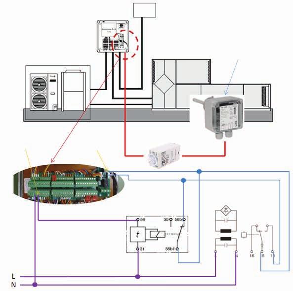 Electrical Wiring Electric circuit example including a timer and air flow switch AHU control kit External BMS 0 0 V capacity control PACi or