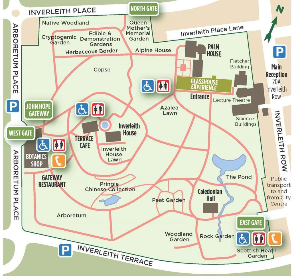 2.0 A Map of the Royal Botanic Garden Edinburgh Above: A map showing the main entrances