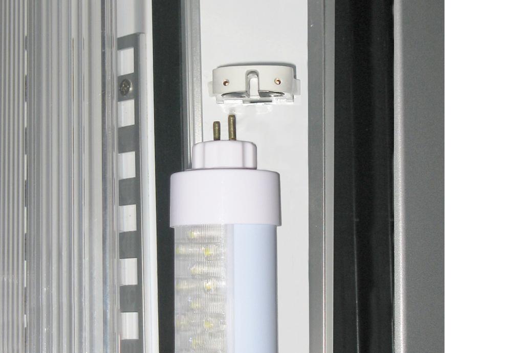 Lighting This freezer is designed for use with LED tubes and is not compatible with fluorescent tubes.