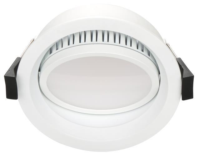 Energy efficient SMD LED downlight with adjustable head, tiltable 25 each way High lumen output SAN'AN LED chip adopted for long lifetime Quality proven BTON LED driver dimmable on