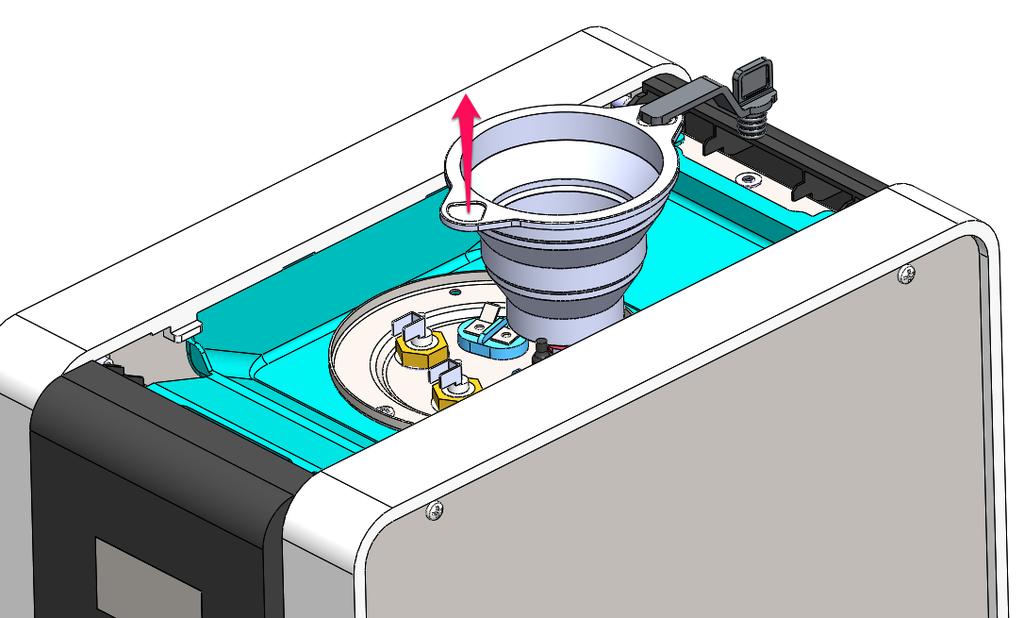8.13 De-scaling the tank: Descaling the tank in the Mix range is a little different to other water boilers as the boiler now includes a collapsible funnel for pouring in the pre-mixed descale