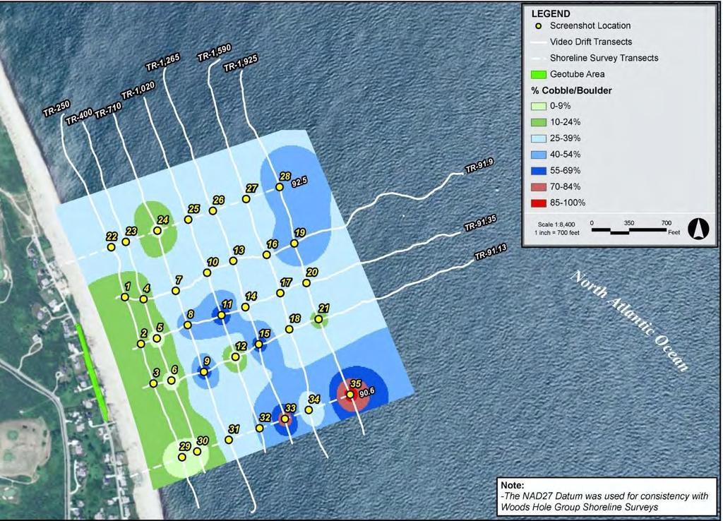 Underwater Video Monitoring Monitoring shows continued prevalence of cobble/bottom habitat located directly offshore