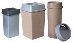 WAste Containers & Drum Tops UNTOUCHABLE TM CONTAINERS Durable tough polyethylene construction, crack resistant and ideal for indoors or outdoors use Ideal for hotel lobbies, restrooms, shopping