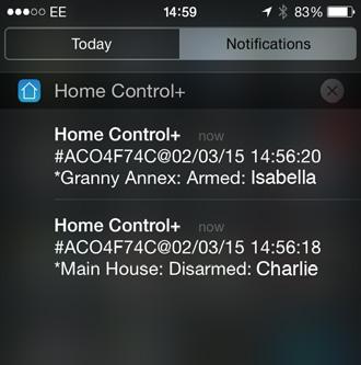 Push Notifications Your cloud administrator can set notifications to trigger when a user has armed or disarmed