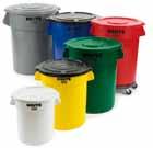 3 WASTE MANAGEMENT BRUTE Round Containers Industry leader in waste and material handling applications. n All-plastic, professional-grade construction will not rust, chip or peel, resists dents.