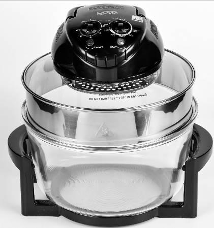 Fit the extender ring between the bowl and the lid to increase the size (Converts to 15 Litre capacity) WARNINGS ABOUT SAFETY * Halogen Ovens are designed for indoor domestic use only.