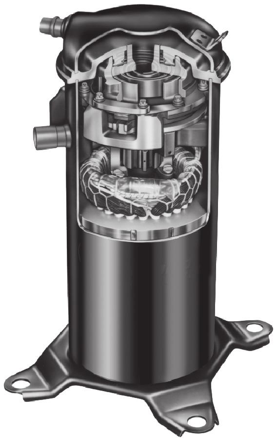 FEATURES SCROLL COMPRESSOR Compressor features high efficiency with uniform suction flow, constant discharge flow and high volumetric efficiency and quiet operation.