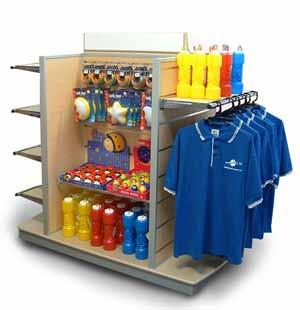 Retail Displays Gondola Units Gondola Units are the perfect portable display unit to present products on four-sides, attracting customers with a 360 degree view.