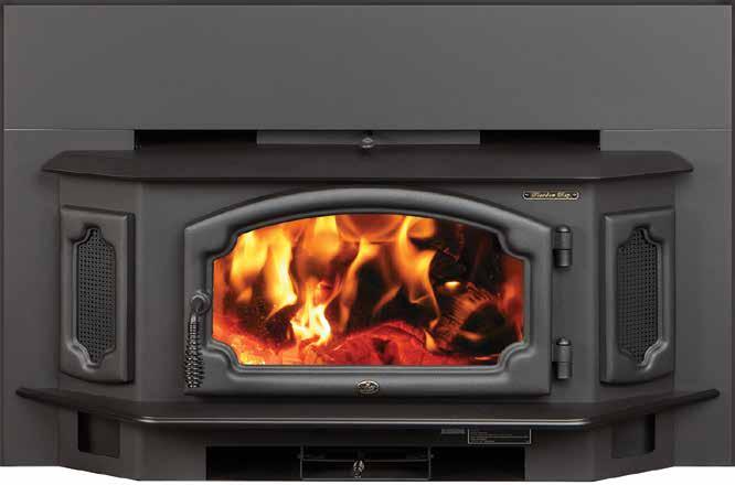 The bay windows are actually side convection chambers that allow air to circulate around the huge firebox and return to the room heated.