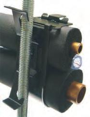 SQUEEZY~FIT: Supports a pair of flow and return insulated copper air conditioning pipes on either M8 or M10