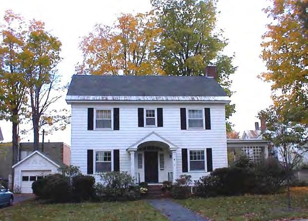 Also note the side porch, a classic Colonial Revival feature. Top Right: The Dutch Colonial is a common Colonial Revival building form.