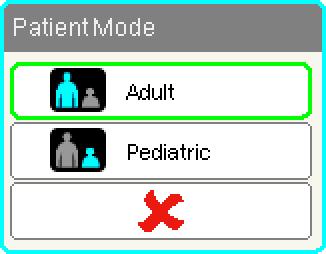 Monitoring Essentials: Selecting the Patient Mode Selecting the Patient Mode The Oximeter operates in one of two modes, identified by an icon at the top of the display: Adult Mode Pediatric Mode This