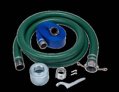 2" HOSE KIT 2HKP Includes: 12' reinforced suction hose 50' lay-flat discharge hose with attached couplings Two 2"