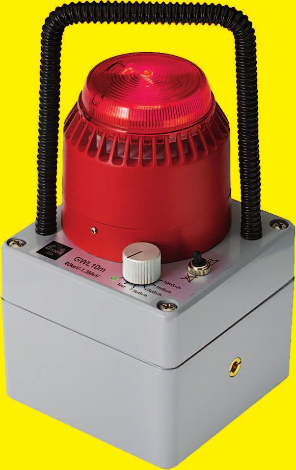 The GRAETZ gamma warning lamp GWL10m is used for the similar purpose as quasi-stationary dose rate alarm device especially designed for rough conditions.
