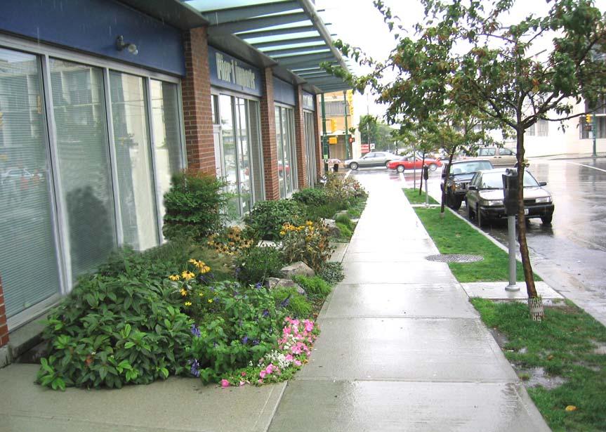 the full length of the side street to the lane with streetscape treatments similar to