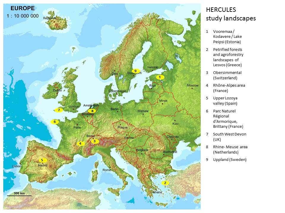 9 study landscapes HERCULES performs targeted case studies to