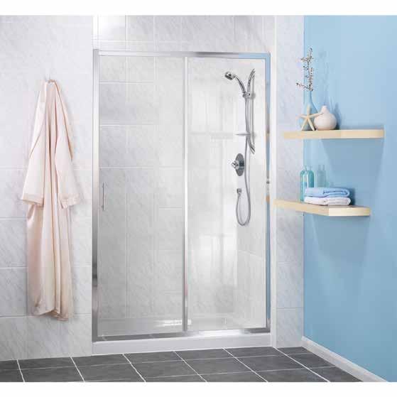 760mm 160-470 Shower Tray Waste 259 * Sliding Door Enclosure Size: 760 x 1200 x 1850mm 217-005 Sliding Door with Silver Effect Frame/Clear
