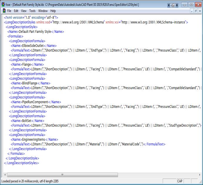 Definitions stored in xml file
