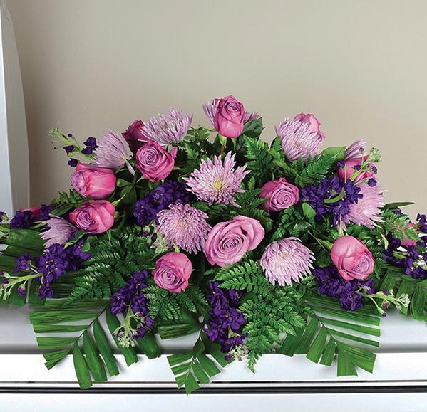 stems lavender roses Half couch casket saddle 10 stems emerald 8 stems leather