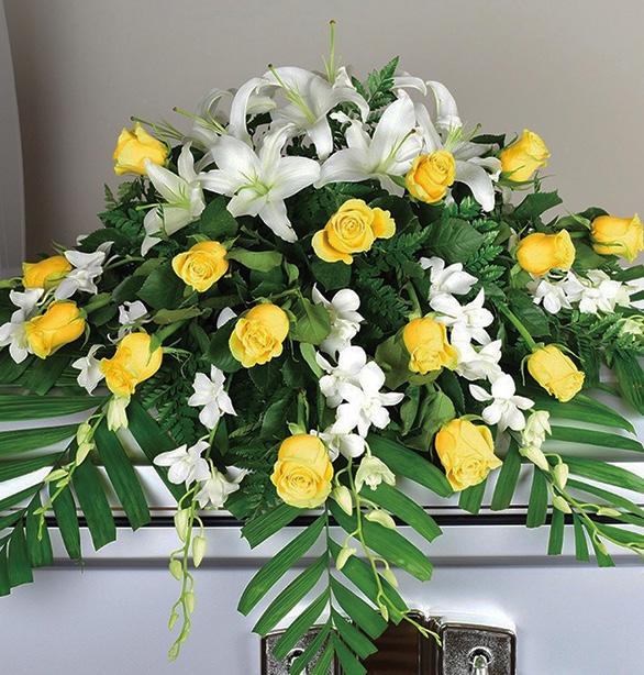 breath 8 stems white dendrobium orchids 8 stems white Asiatic lilies 24 stems yellow