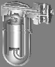 water hammer and with a check valve can be used with superheated steam Steam enters under the bucket